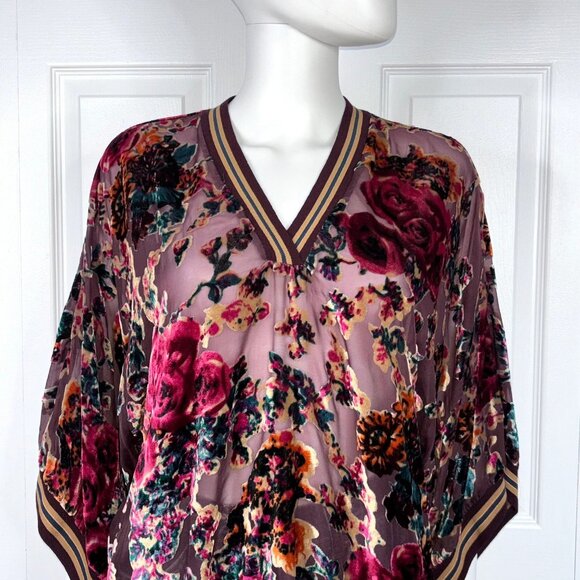 DIXIE women's velvet floral print blouse small - Picture 2 of 2